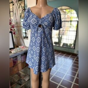 NWT -  Blue Patterned Mini Dress XL